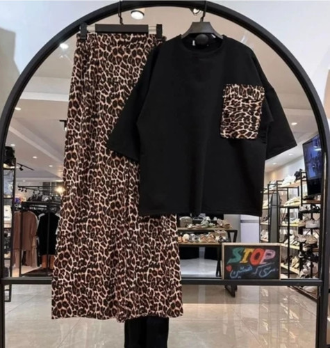 ست تیشرت شلوار پلنگی هیفا