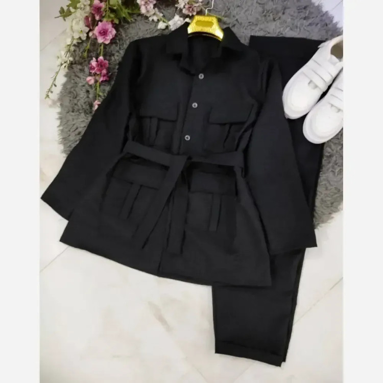 مانتو شلوار هما پرشین مکانیک فری سایز مشکی طوسی