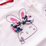 بلوز شلوار دخترانه طرح خرگوش پاپیونی آستین چین دار جنس پنبه لطیف