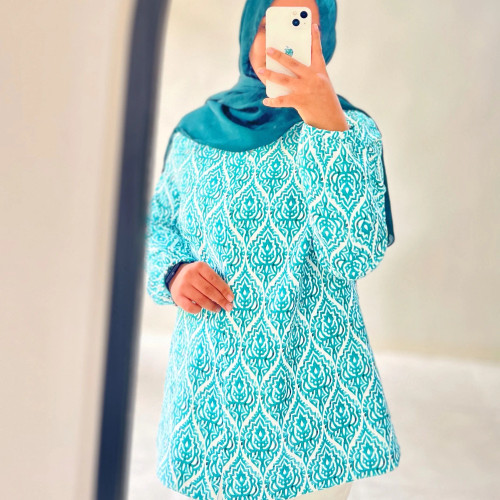 کت ژاکارد چاپ شده سبز