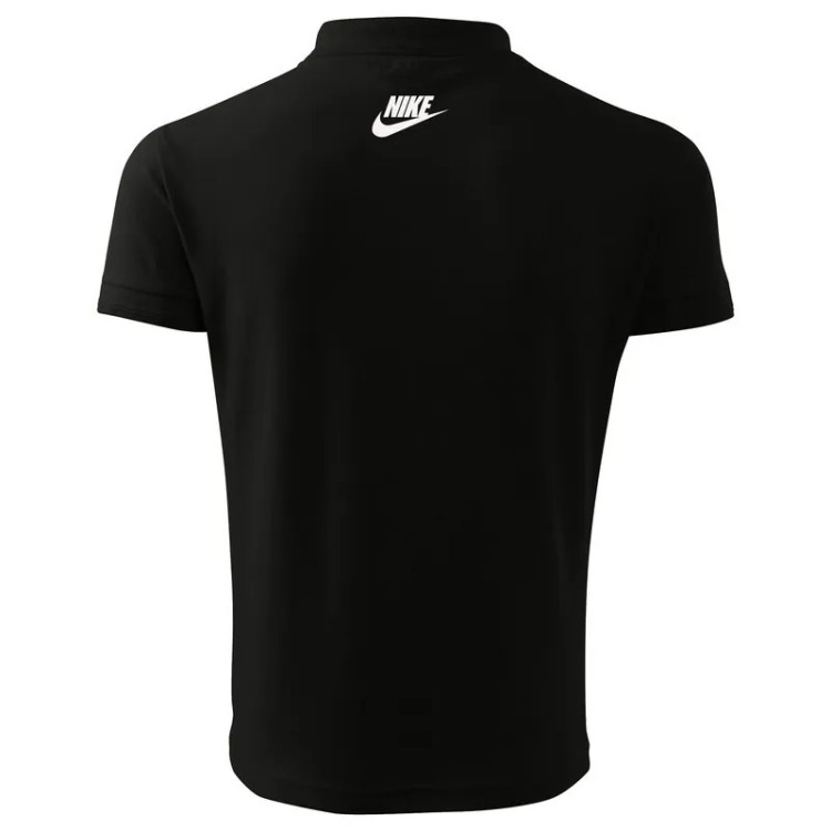 پولوشرت مردانه مشکی آستین کوتاه طرح نایک چلسی جنس جودون یقه ایستاده شیک و اسپرت مناسب چهار فصل