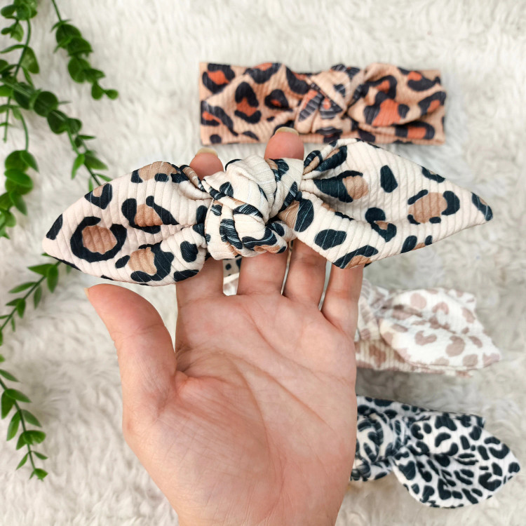 هدبند دخترانه طرح پلنگی کبریتی نوزاد و کودک تا 3 سال