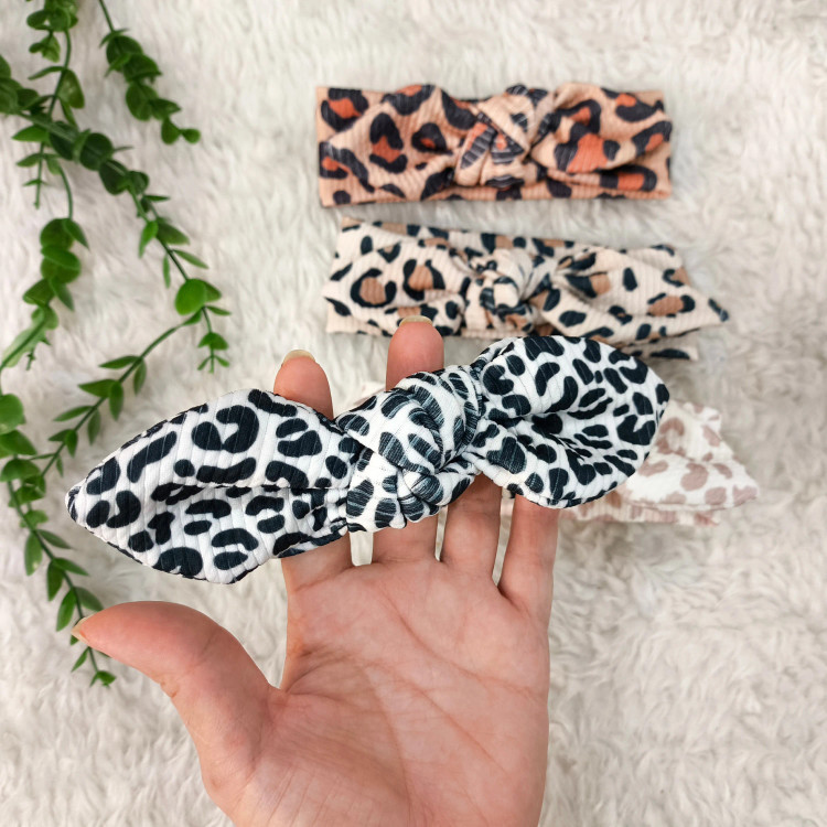 هدبند دخترانه طرح پلنگی کبریتی نوزاد و کودک تا 3 سال