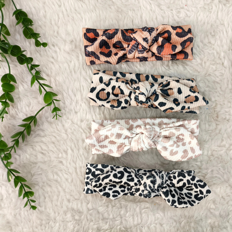 هدبند دخترانه طرح پلنگی کبریتی نوزاد و کودک تا 3 سال