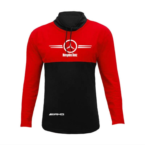 تیشرت آستین بلند مردانه طرح مرسدس بنز و AMG یقه ایستاده جودون دورنگ ترک