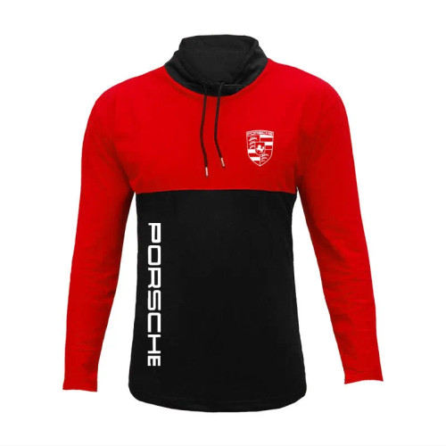 تیشرت آستین بلند مردانه طرح پورشه یقه ایستاده جنس جودون دو رنگ شیک