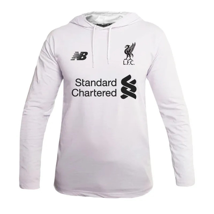 تیشرت کلاه دار آستین بلند مردانه طرح لیورپول | تی شرت ورزشی یقه بند دار