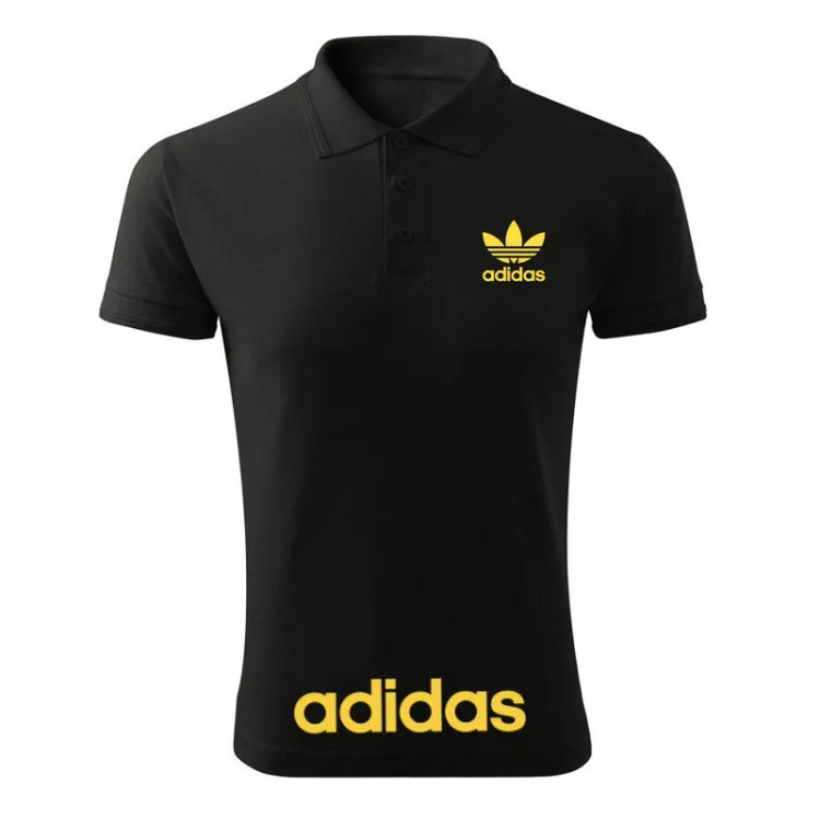 پولوشرت مردانه آستین کوتاه مشکی یقه دکمه دار طرح آدیداس