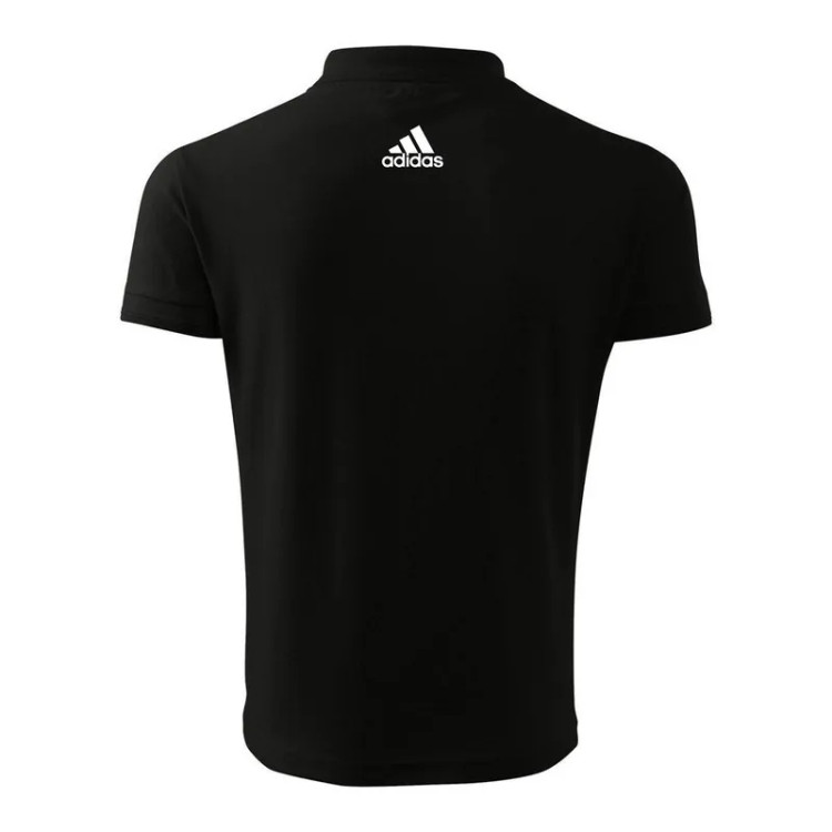 پولوشرت مردانه آستین کوتاه مشکی یقه دکمه دار لوگو سفید و طلایی