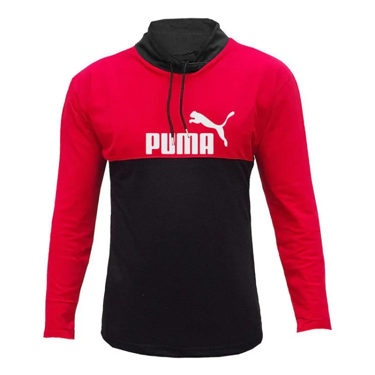 تیشرت آستین بلند مردانه یقه ایستاده دو رنگ طرح پوما جنس جودون مناسب پاییز و زمستان