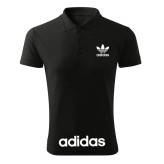 پولوشرت مردانه آستین کوتاه مشکی یقه دکمه دار طرح آدیداس