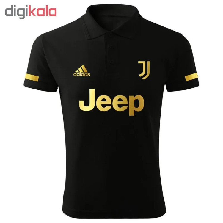 تیشرت پولوشرت مردانه آستین کوتاه یقه دکمه دار مشکی طرح دار