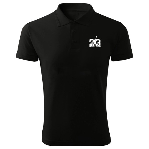 پولوشرت مشکی مردانه آستین کوتاه یقه دکمه دار طرح Jordan مدل 23