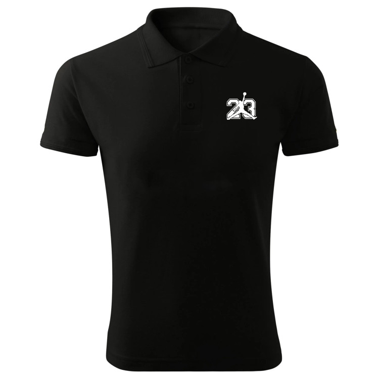 پولوشرت مشکی مردانه آستین کوتاه یقه دکمه دار طرح Jordan مدل 23