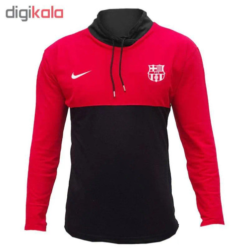 تیشرت آستین بلند مردانه یقه ایستاده طرح دو رنگ جنس جودون ترک