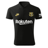 پولوشرت ورزشی مردانه طرح بارسلونا آستین کوتاه نخی مشکی