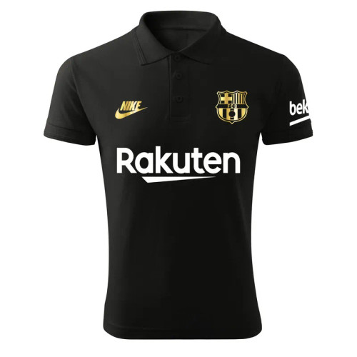 پولوشرت ورزشی مردانه طرح بارسلونا آستین کوتاه نخی مشکی