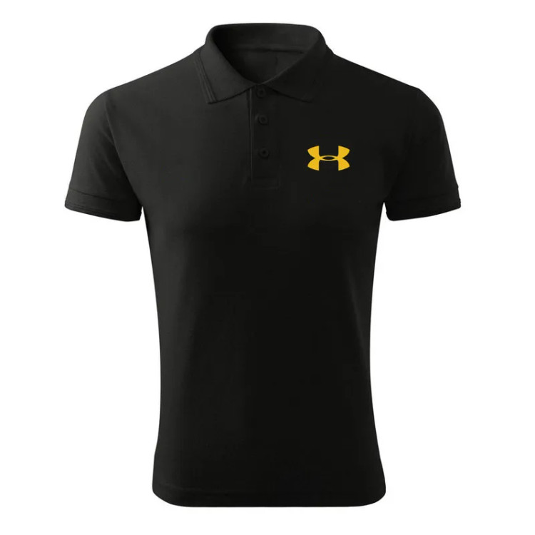 پولوشرت آستین کوتاه مردانه مشکی طرح Under Armour مدل G117 جنس جودون مناسب استفاده روزمره و اسپرت