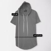 تیشرت کلاه دار مردانه آستین کوتاه سرمه ای طرح ساده نخی