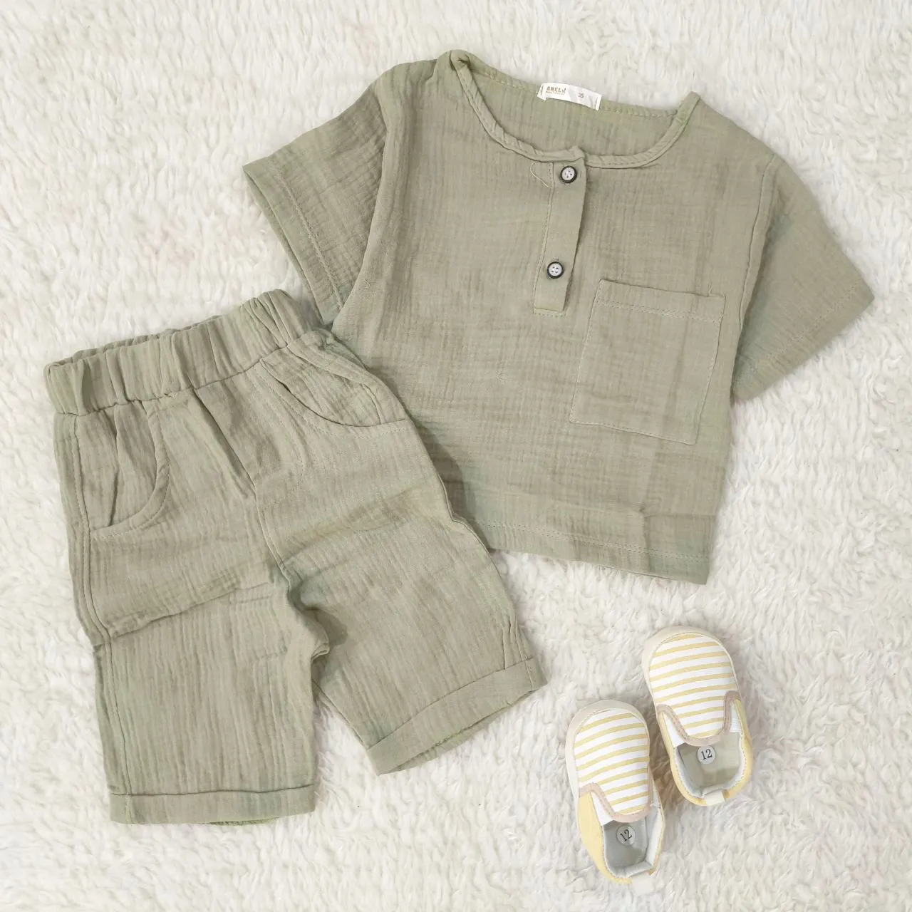 ست تیشرت شورت نوزادی پسرانه دخترانه موسلین