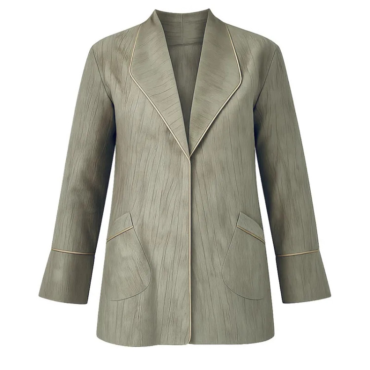 مانتو سبز زیتونی مغزی دوزی شانتون گازوییلی زنانه شیک اداری روزمره