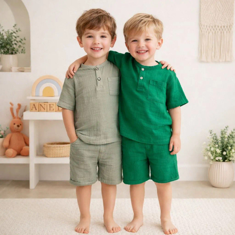 ست تیشرت شورت نوزادی پسرانه دخترانه موسلین