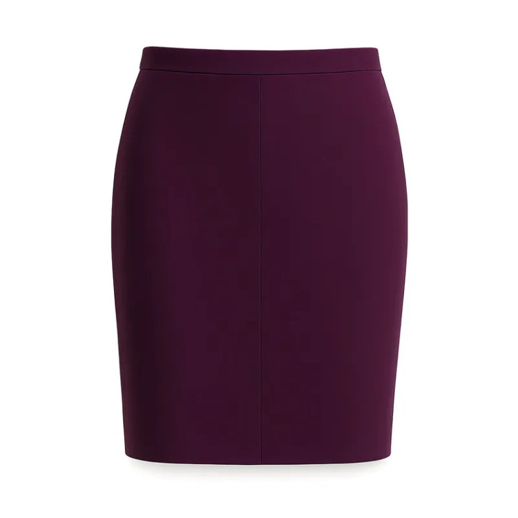 دامن فون زنانه کرپ بادمجانی قد روی زانو مناسب مهمانی و روزمره