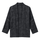 مانتو زنانه شیک یقه برگردان مدل کیمانو جلو باز طرح ابر و بادی جنس شانتون فری سایز