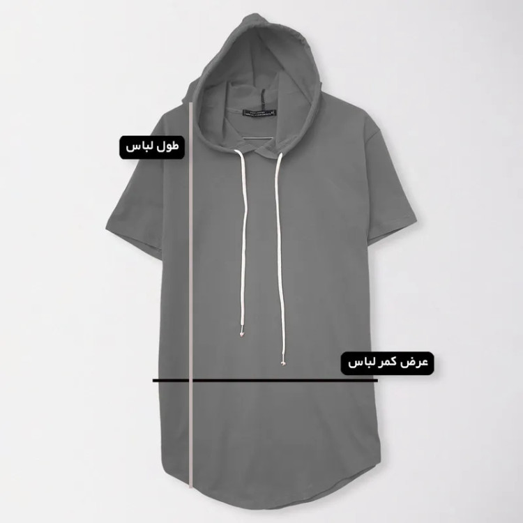 تیشرت کلاه دار مردانه نخی سرمه ای آستین کوتاه طرح ساده