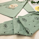 ست لباس راحتی نوزاد طرح گوسفند کبریتی پنبه ای نرم و کشی مناسب 0 تا 24 ماه