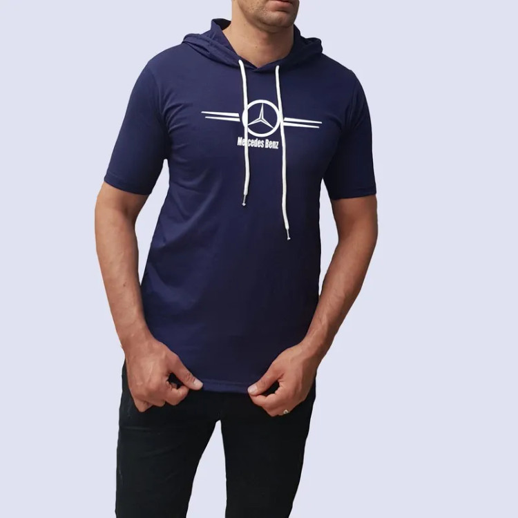 تیشرت کلاه دار مردانه طرح مرسدس بنز مناسب چهار فصل تن پوش شیک و اندامی