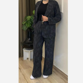 کت و شلوار زنانه شانتون گازوئیلی مشکی آستردار سایز 38 تا 42