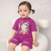 تیشرت و شورتک طرح پاندا دخترانه پنبه سوپر مناسب 1 تا 3 سال