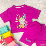 تیشرت و شورتک طرح پاندا دخترانه پنبه سوپر مناسب 1 تا 3 سال