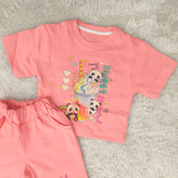 تیشرت و شورتک طرح پاندا دخترانه پنبه سوپر مناسب 1 تا 3 سال