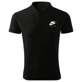 پولوشرت مردانه مشکی آستین کوتاه یقه دکمه دار نایک ایر طرح دار