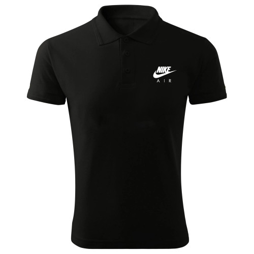 پولوشرت مردانه مشکی آستین کوتاه یقه دکمه دار نایک ایر طرح دار