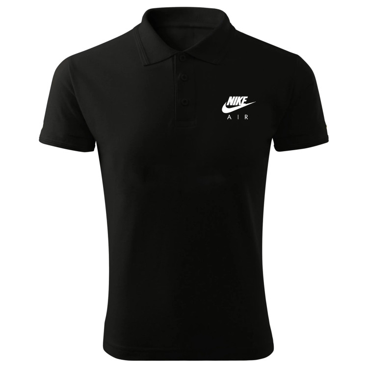 پولوشرت مردانه مشکی آستین کوتاه یقه دکمه دار نایک ایر طرح دار