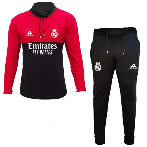 ست گرمکن ورزشی مردانه آستین بلند یقه ایستاده طرح دار مشکی و قرمز