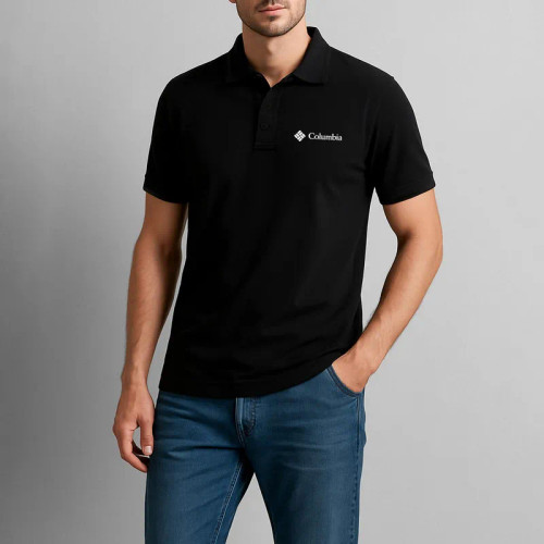 پولوشرت مردانه آستین کوتاه مشکی جنس جودون یقه برگردان اسپرت روزمره