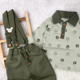 بلوز شلوار مجلسی پسرانه طرح پنجه و خرس | مناسب نوزاد تا 3.5 سال