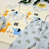 لباس نوزاد پسرانه و دخترانه طرح فیل و زرافه - ست 4 تکه پنبه ای - مناسب 0 تا 9 ماه