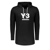 تیشرت آستین بلند مردانه کلاه دار Y-3 آدیداس مشکی و سفید