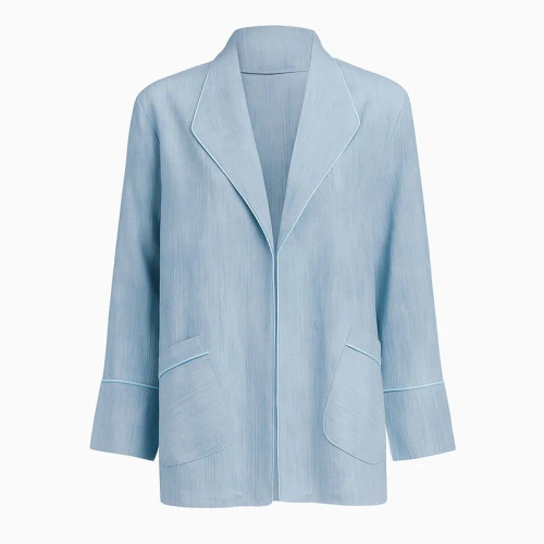 مانتو کتی آبی شانتون گازوییلی زنانه شیک و کاربردی مناسب بهار و تابستان