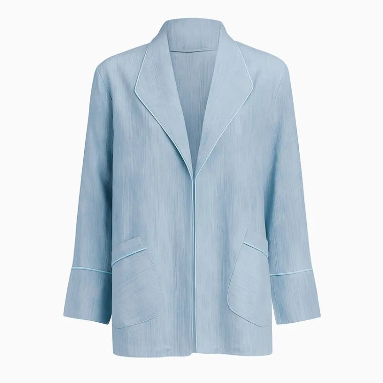 مانتو کتی آبی شانتون گازوییلی زنانه شیک و کاربردی مناسب بهار و تابستان