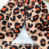 توربان نوزاد دخترانه طرح پلنگی کبریتی | مناسب 2 ماه تا 2 سال