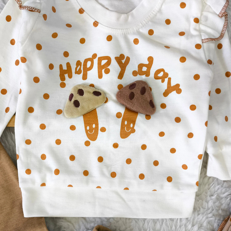 بلوز شلوار دخترانه طرح قارچ پولکی نوزادی و بچگانه