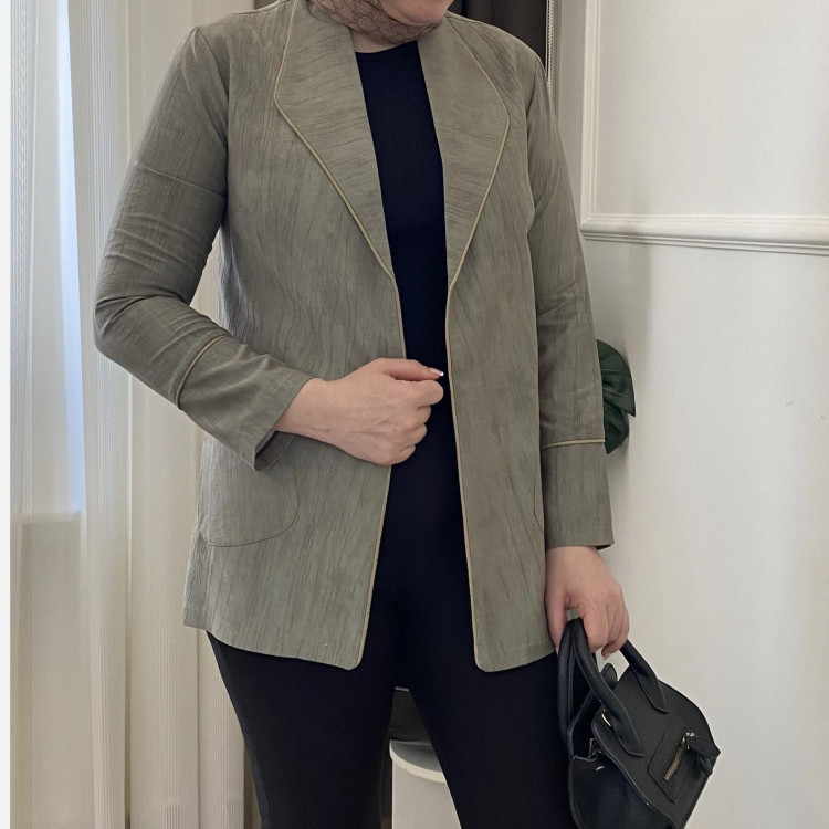 کت زنانه سبز شانتون گازوییلی آستردار شیک سایز 38 تا 42