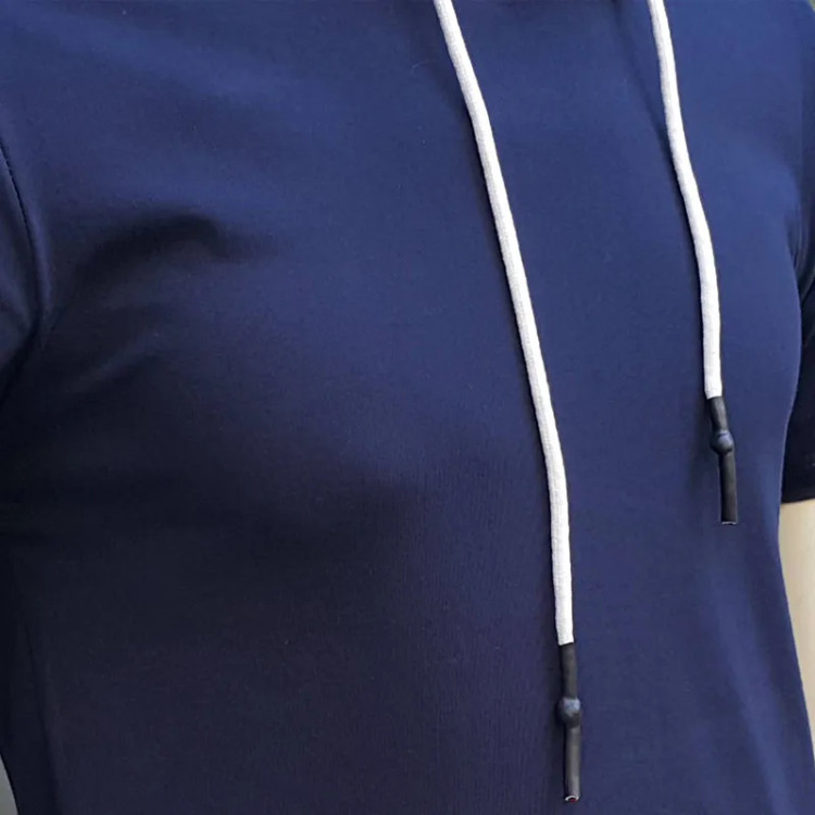 تیشرت کلاه دار مردانه طرح پاریس مدل 906291 سرمه ای جنس نخ