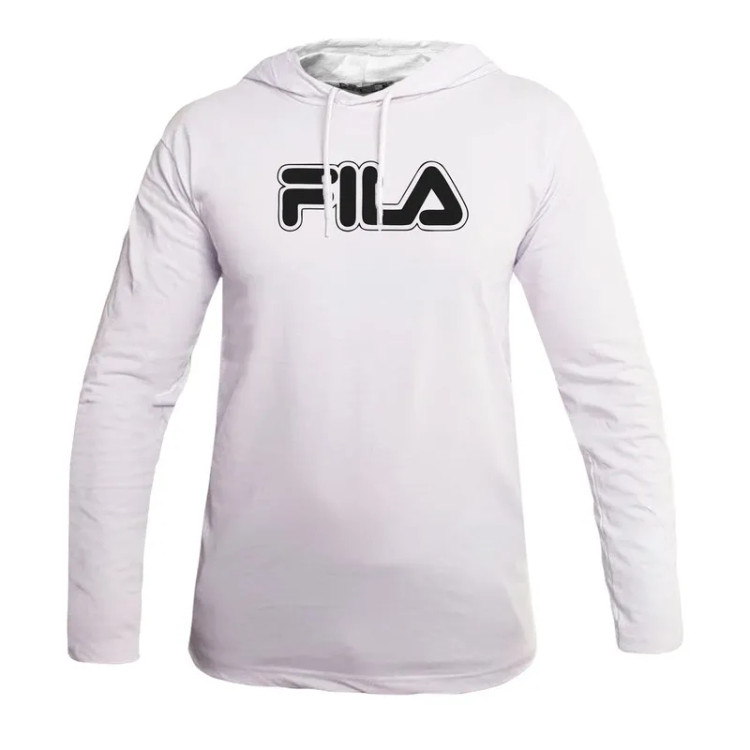 تیشرت کلاه دار مردانه طرح Fila مناسب چهار فصل - سفید و مشکی